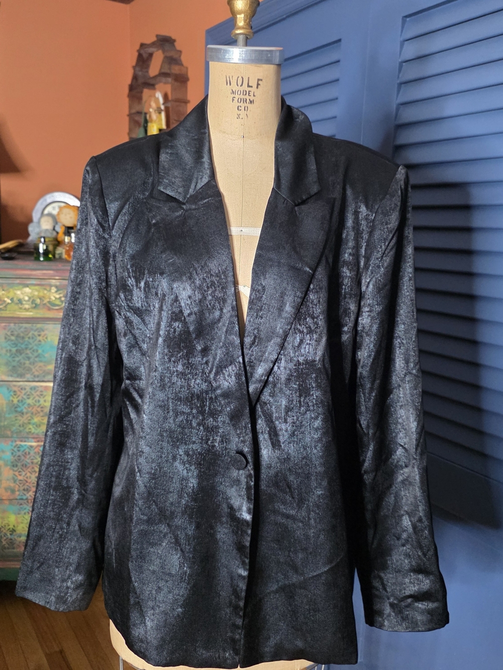 Elan Black Shimmer Single-Button Blazer